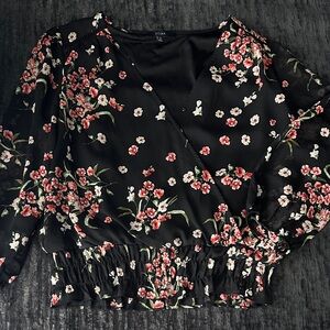 Chic Black Floral Blouse